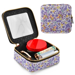 Hot Selling Custom Print Lavender Leather Make up Pouch Toiletry Organizer Case Mini Makeup Bag Cosmetic Box with Clear Window - Product Image 2