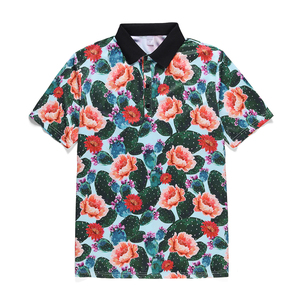 Polo personnalisé imprimé sur toute la surface AOP pour hommes, 100% coton respirant, impression par sublimation, t-shirts à col - Product Image 1
