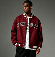Veste universitaire personnalisée avec logo OEM, veste de baseball vintage, veste bomber de style streetwear à col rayé, veste universitaire