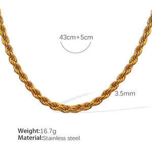 Gold Plated Stainless Steel <b>Snake</b> Twist <b>Chain</b> Necklace, Anti-Tarnish Beaded Clip <b>Chain</b> Minimalist Niche Fashion Spring - Product Image 4