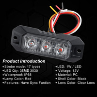 3 Luces Estroboscópicas LED Intermitentes de 12V para Camiones, Autos y Vehículos, Mini Luz de Rejilla, Baliza de Emergencia, Luces de Advertencia con Función de Sincronización, Rojo, IP65