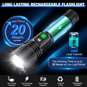 Lampe torche tactique d'urgence LED rechargeable super puissante 15000 mAh, longue portée, chargement USB, étanche IP6, vente en gros - Product Image 6