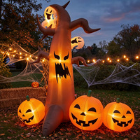 Décoration d'extérieur gonflable d'Halloween de 2,4 m : Arbre mort, fantôme et citrouille avec lumière LED pour fête et cour