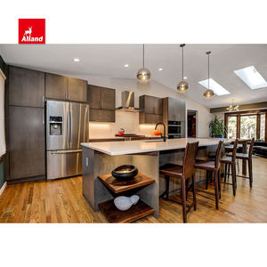 Allandcabinet Érable Flagstone Teinture Finition Gris Shabby Fade Dalle Panneau Quartz Bois Combo Cuisine Armoire Rénovation - Product Image 1