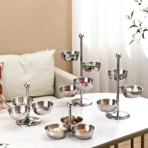 จานผลไม้สแตนเลสหลายชั้นแบบมินิมอล ชั้นวางขนม ชั้นวางของหวาน ดีไซน์สร้างสรรค์ สำหรับห้องนั่งเล่น วางผลไม้อบแห้ง - Product Image 2