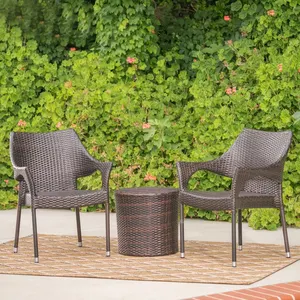 Đồ Nội Thất Ban Công Terrazas De Restaurantes Không Gian-Saver Wicker Bistro 3-Mảnh Vườn Đặt Khác Mây/Wicker Đồ Nội Thất