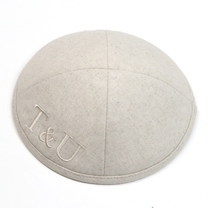 Personalizado Kipá bordado Logo judío Kippot Boda REGALOS Lino Kippot Yarmulke <span class=keywords><strong>Kipa</strong></span> Yarmulka sombrero - Product Image 3