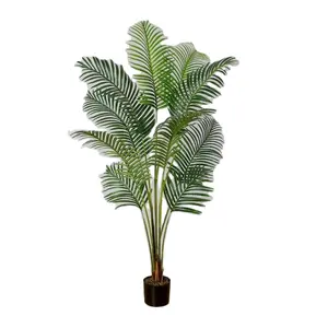 Sıcak satış plastik saksı dökmeyen yapay Bonsai Torpical Kwai palmiye ağacı bitkiler