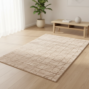 <span class=keywords><strong>Tapis</strong></span> moderne en laine couleur <span class=keywords><strong>sable</strong></span>, à lignes gravées en tissage plat, à poils coupés et pelucheux, <span class=keywords><strong>tapis</strong></span> <span class=keywords><strong>de</strong></span> luxe pour salon - Product Image 1