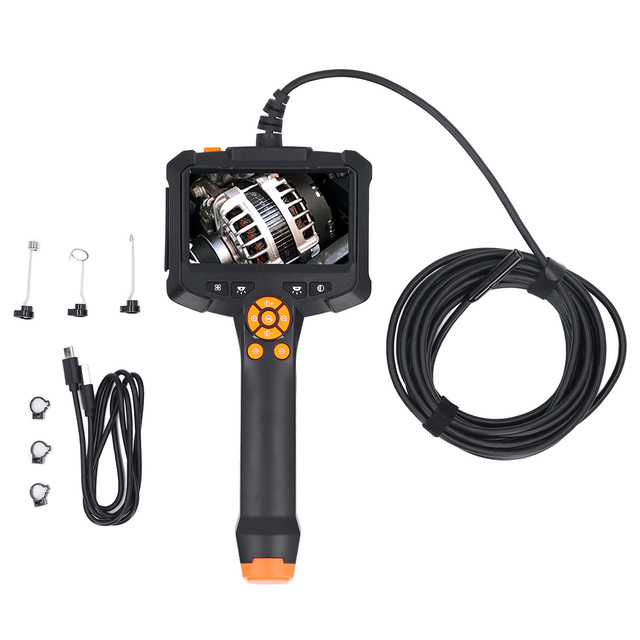 4.3in Inspection Camera Dual Lens 8mm Handheld Pipe Inspection Camera Endoscope with 8 Adjustable LEDs for Car Home Repair 10m /