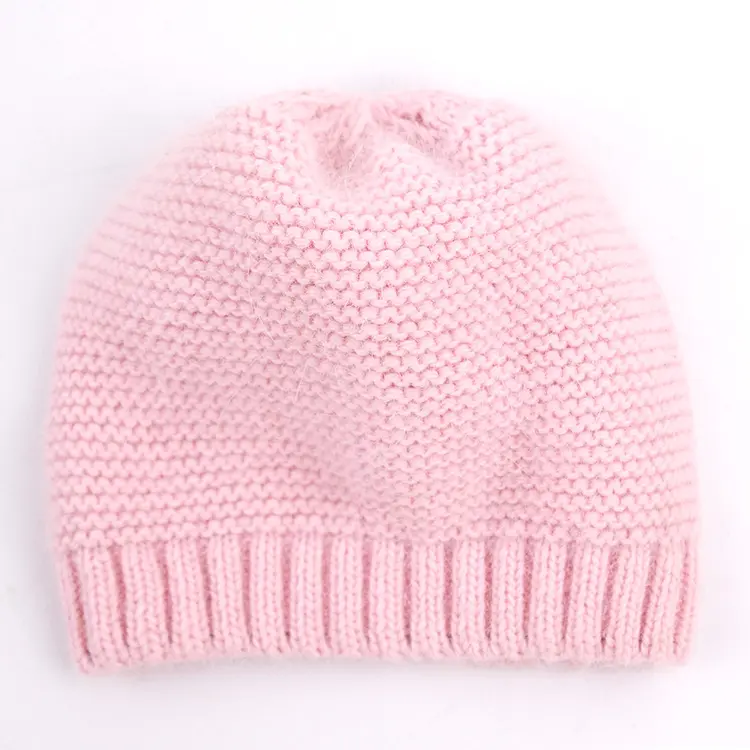 Custom Größe Farbe Stoff Wolle Infant Neugeborenen Baby Nette Weiche Warme Beanie Hut Kleinkind Stricken Hut Rosa Beanie