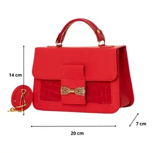 Bolso Bandolera Rojo Fana Lesly, Estilo Vintage, Asa Única, Cierre de Cremallera, Nailon Impermeable con Patrón de Cocodrilo, para Uso Diario - Product Image 4