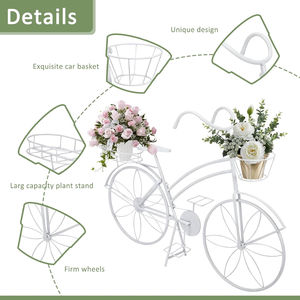 Jardinière tricycle en métal blanc Oniya avec <span class=keywords><strong>porte</strong></span>-pot de fleurs, jardinière en métal en forme de <span class=keywords><strong>vélo</strong></span> avec 2 pots pour terrasse, jardin ou pelouse - Product Image 3