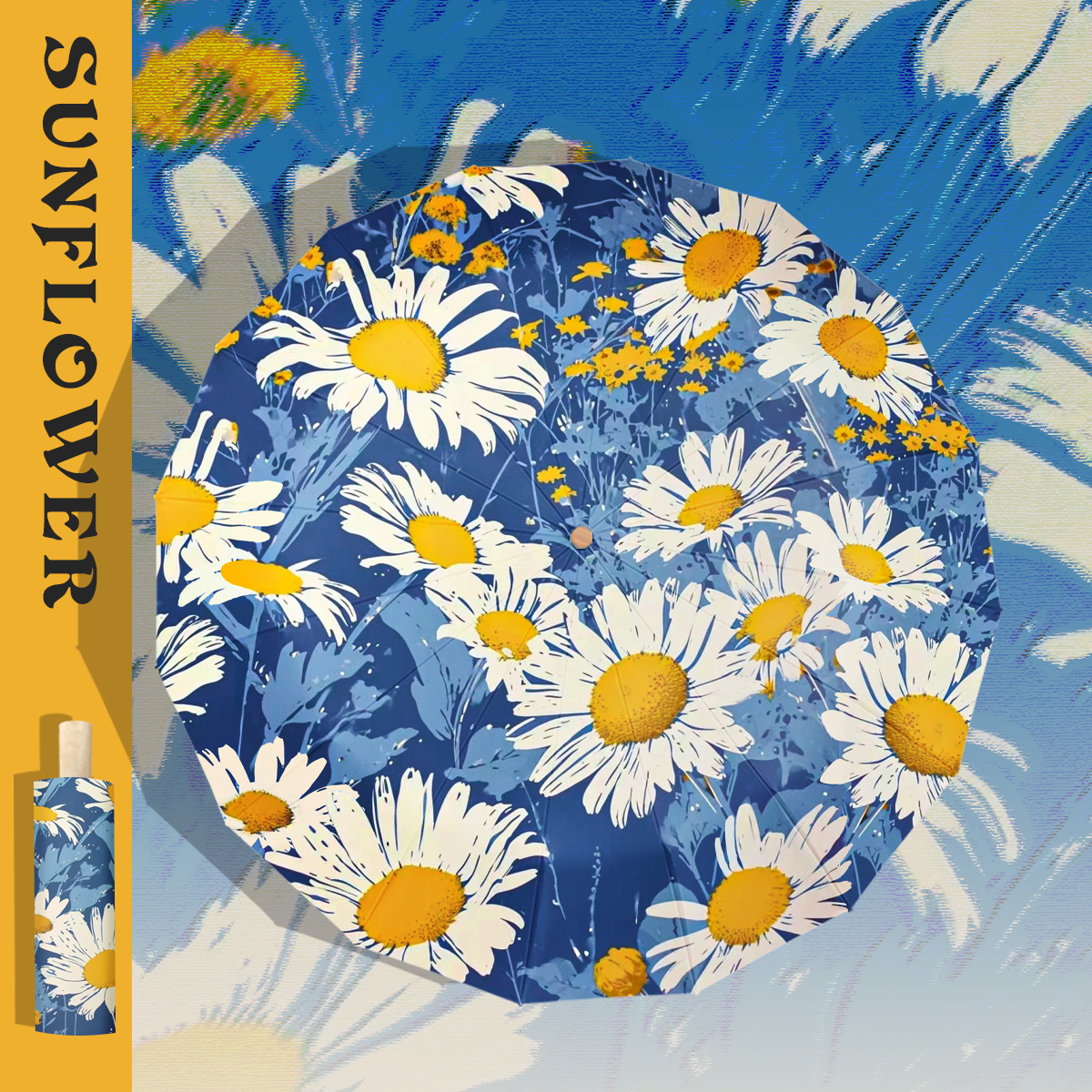 Marguerites jaunes et blues de Yuzu