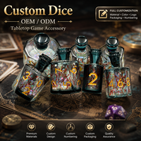 Ensemble de dés personnalisés en résine à bords tranchants avec noyau liquide, accessoires de jeu de table polyédriques pour RPG, dés de jeu de société personnalisés