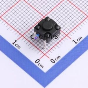 TC-00104FS-043E Tactile Switch Through hole Component (THT)-4P,6x6mm Switch Single Pole Single Throw Round Button 2.5N 6mm - Product Image 1