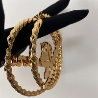 Pendientes de Aro con Letras Hipoalergénicas de Acero Inoxidable con Corte Láser de Cuerda Trenzada, Regalos para el Día de San Valentín con Certificación CE