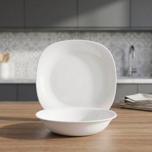 Set da Pranzo Dublin Sibilla in Vetro Opalino Quadrato da 12 Pezzi, Design Minimalista, Lavabile in Lavastoviglie e Utilizzabile in Microonde, Set da 4 Pezzi per Casa e Ristorante - Product Image 2