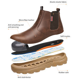 2025 защитная обувь для мужчин и женщин со стальным носком, зимние водонепроницаемые ботинки EVA, защита от разбивания с меховым верхом, холщовая замша - Product Image 3