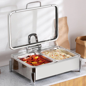 Grosir profesional chaffer persegi panjang piring Chafing alkohol makanan prasmanan hangat kualitas tinggi efisiensi energi - Product Image 1