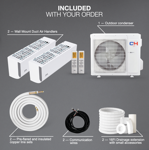 Factory Price 18000 BTU Dual Zone <b>Mini</b> Split <b>Air</b> <b>Conditioner</b> Heat Pump 22.5 SEER 230V Variable Frequency WiFi Ductless OEM EU Du - Product Image 4
