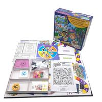 Set permainan papan OEM mencetak kustom permainan kardus anak dengan spinner dan token