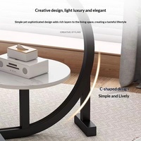 Table basse en bois massif au design simple et moderne, avec cadre en métal, table d'appoint mobile avec rangement pour le salon