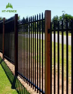 HT-FENCE Factory Supply Security Garden Steel Fence 8' Black Coated Steel Matting Fence