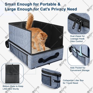 Foldable <b>Cat</b> Litter <b>Box</b> Rectangle Grey Easy Clean Portable <b>Cat</b> Toilet - Product Image 3