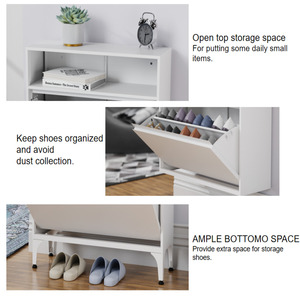 Armoire à chaussures à rabat en métal pour entrée Armoire à chaussures en métal avec tiroirs Organisateur de chaussures autoportant avec pieds en métal - Product Image 3