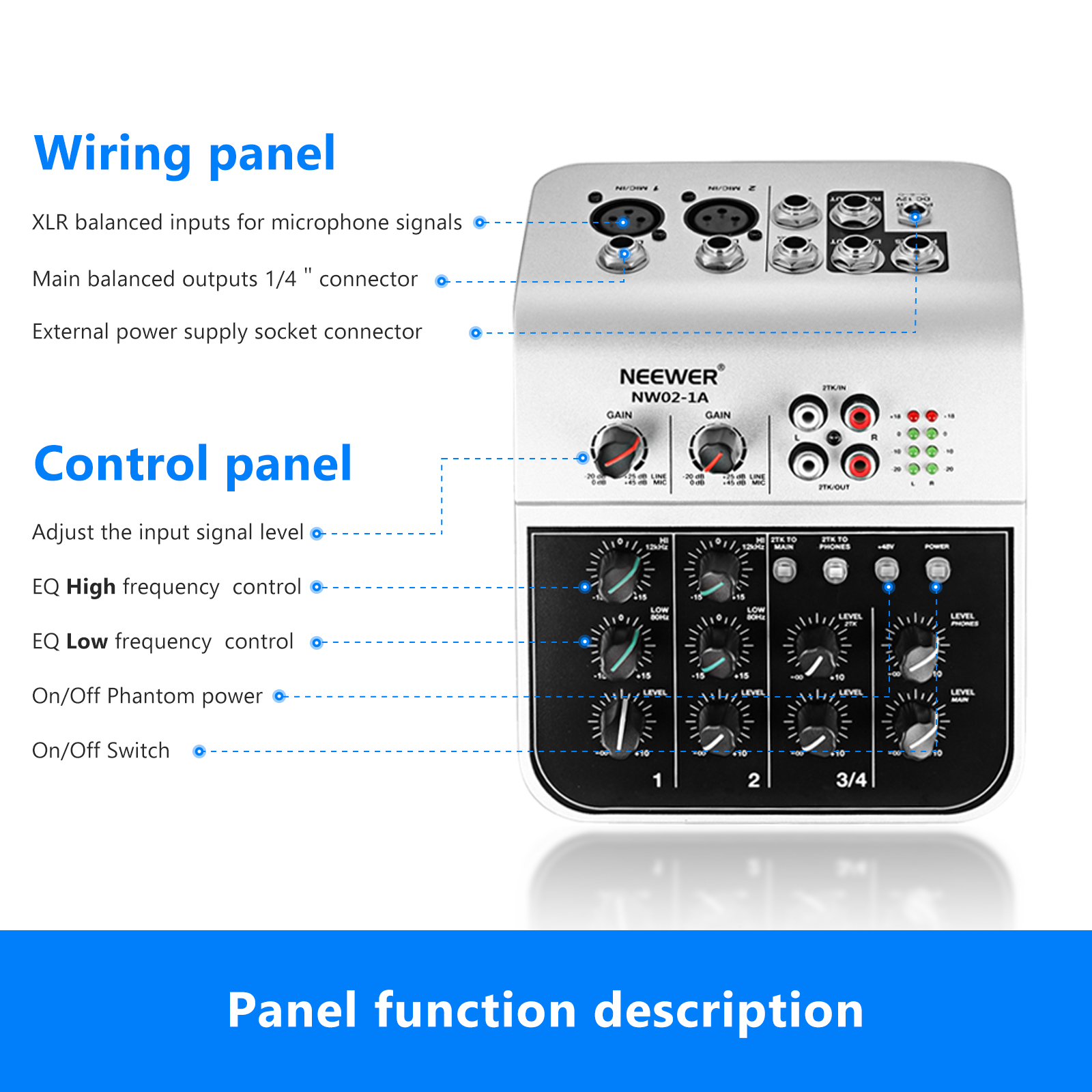 その他 NEEWER  NW02-1A Compact 2-Channel Audio Mixing Console for Microphones | Neewer