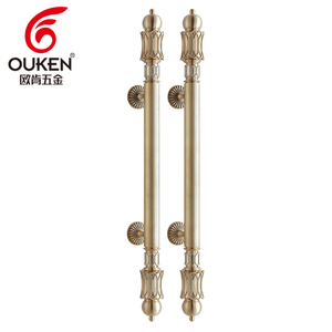 Manija de Bronce Europeo Vintage Premium para Puertas de <span class=keywords><strong>Entrada</strong></span> de Madera y Vidrio de Mansiones y Resorts, con Grabado <span class=keywords><strong>Dorado</strong></span> - Product Image 4