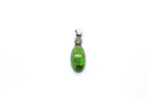 Pendentif en turquoise verte naturelle, fait main, en argent sterling 925, bijoux pour femmes, mode bohème, pendentif en argent, fournisseur en gros - Product Image 4