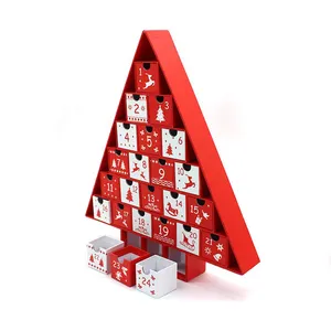 赤いクリスマスツリーの形の儀式キャンドルのための5日間の出現カレンダーボックスカスタム印刷包装ギフトボックス紙箱