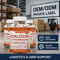 Gélules de Calcium Liquide, Magnésium, Zinc et Vitamine D3 pour la Santé des Os et des Dents, la Santé Digestive des Adultes, Haute Absorption, Pureté, OEM