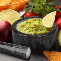 Ensemble de mortier et de pilon en pierre marbrée bols à épices salsa mexicaine avocat taco bol à mélanger, accessoires de cuisine