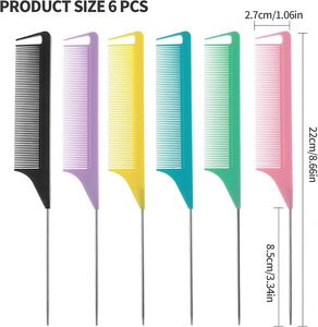 Peine de cola de rata de carbono antiestático para salón de marca privada, resistente al calor, para separar el cabello, con logo, portátil y ligero - Product Image 2