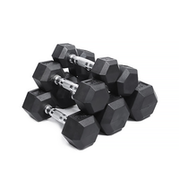 Équipement de gym de haute qualité, fabricant d'équipement de gym en gros, haltères hexagonaux en caoutchouc, logo personnalisé, haltères en fonte noire de 1 à 60 kg