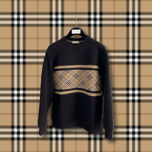 Sudadera de lujo con diseño a cuadros, estilo vintage clásico, color negro, marca Burberry, para hombre. - Product Image 1