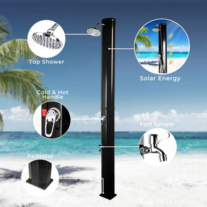 <span class=keywords><strong>Douche</strong></span> <span class=keywords><strong>solaire</strong></span> portable noire pour extérieur avec valve en céramique et jet <span class=keywords><strong>de</strong></span> <span class=keywords><strong>pluie</strong></span> – <span class=keywords><strong>Eau</strong></span> chaude facilement disponible n'importe où pour le camping, la plage et le bord <span class=keywords><strong>de</strong></span> piscine - Product Image 2