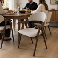 Chaise de salle à manger moderne en bois massif, durable, avec panneau en bois et revêtement en cuir, personnalisable, élégante pour la maison, l'hôtel, l'appartement