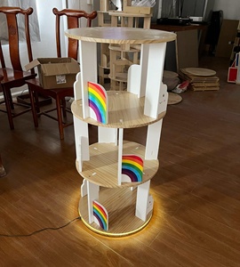 ספר מתלה ספר עץ מדף ספרים עץ 360 מדף מסתובב מדף ספרים - Product Image 3