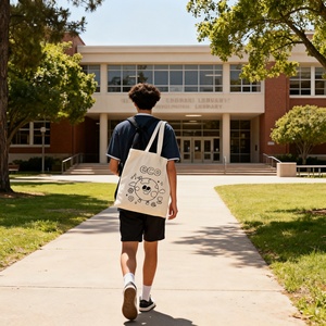 Bolsa de Mano de Lona de Algodón Grueso de Alta Calidad, Bolsa de Mano en Blanco con Impresión Publicitaria para Compras - Product Image 5