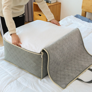 Clothing Organizer Quilt Storage Bag Gray Rectangle Non Woven Fabric Moving Packing Bag - Product Image 4