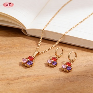 Conjuntos de Joyería al por Mayor para Mujer, Chapados en Oro de 18k, Aretes y Collares de Moda con Circones, para Bodas y Fiestas, Guangdong - Product Image 2