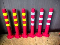 Poteau de délimitation flexible en PU côtelé de 29 pouces (735 mm) anti-impact, borne de voie avec film réfléchissant à ressort, marque XiangHong, sans alimentation