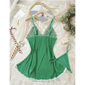 Women's <b>Sexy</b> Erotic Deep V Camisole Dress Comfortable Christmas Color Nightgown Erotic <b>Lingerie</b> for Sleepwear - Product Image 4