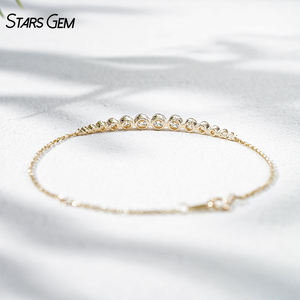 Pulsera StarsGem de Oro Sólido de 10K con Diamante Cultivado en Laboratorio, Chapada en Rodio Vintage, 1.3ct D VS, Corte Brillante, Diseño de Sonrisa, Ajustable - Product Image 4