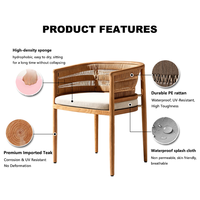 Ensemble de table en teck et rotin moderne haut de gamme, confortable, durable, imperméable, résistant au soleil, meubles d'extérieur pour hôtel, villa, jardin, terrasse