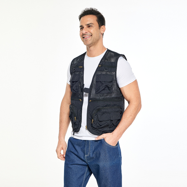 Lightweight Multi Pockets Men's Cargo Mesh Vest for Outdoor Activities Travel Safari Fishing Journalist Photography